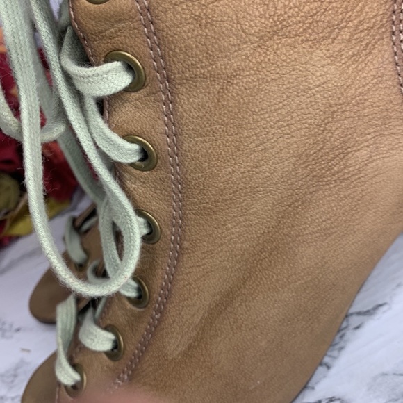 Ash Iggy Lace Up Peep Toe Tan Leather Ankle Booties - Picture 10 of 14